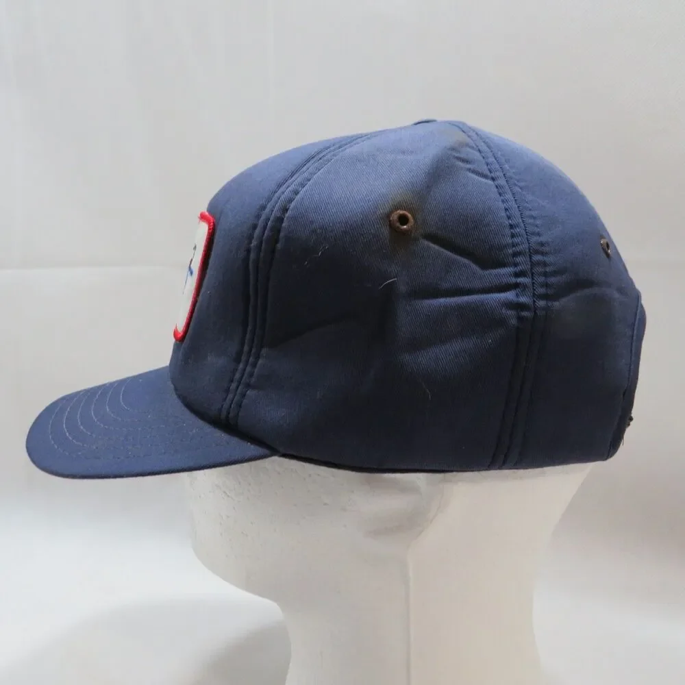 Vintage Shell Marine Snapback Trucker Cap Gasoline Navy Blue